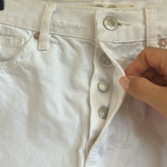 NWT Free People Lasso High Rise Distressed Cutoff Denim Shorts Optic White Sz 28 - Picture 8 of 12